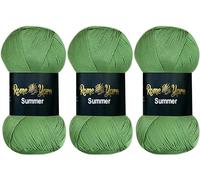Rome Yarn Summer Yarn | Silk Effect | #2 Fine, 4 Ply (UK), Sport (USA) | 100 g | 350 m | Anti-Pilling Acrylic Yarn | Knitting Thread Crochet Art Lace Craft (3 Pack, 486 Pine Green)