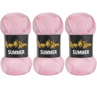 Rome Yarn Summer Yarn | Silk Effect | #2 Fine, 4 Ply (UK), Sport (USA) | 100 g | 350 m | Anti-Pilling Acrylic Yarn | Knitting Thread Crochet Art Lace Craft (3 Pack, 768 Powder Pink)