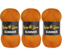 Rome Yarn Summer Yarn | Silk Effect | #2 Fine, 4 Ply (UK), Sport (USA) | 100 g | 350 m | Anti-Pilling Acrylic Yarn | Knitting Thread Crochet Art Lace Craft (3 Pack, 302 Cinnamon)