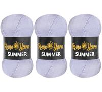 Rome Yarn Summer Yarn | Silk Effect | #2 Fine, 4 Ply (UK), Sport (USA) | 100 g | 350 m | Anti-Pilling Acrylic Yarn | Knitting Thread Crochet Art Lace Craft (3 Pack, 714 Light Lilac)
