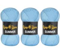 Rome Yarn Summer Yarn | Silk Effect | #2 Fine, 4 Ply (UK), Sport (USA) | 100 g | 350 m | Anti-Pilling Acrylic Yarn | Knitting Thread Crochet Art Lace Craft (3 Pack, 537 Light Blue)