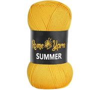 Rome Yarn Summer Yarn | Silk Effect | #2 Fine, 4 Ply (UK), Sport (USA) | 100 g | 350 m | Anti-Pilling Acrylic Yarn | Knitting Thread Crochet Art Lace Craft (1 Pack, 318 Dark Yellow)