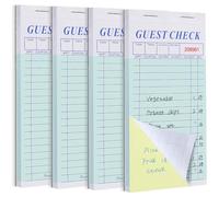 4 Pack Server Note Pads, Double Part Guest Check Books for Servers, Waitress Notepad for Restaurants Food Order, 100 Sheets/Pad, Carbon Copy for Guest Checks