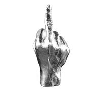 Romeeton Hand Gesture Desk Statues, Finger Sculpture Decor, Hand Statue for Living Room, Shelf, Practical Joke Halloween Prank Gifts (Silver)