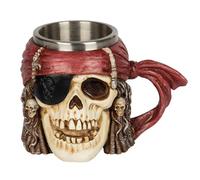 Romeeton Skull Beer Cup, Skull Viking Drinking Mug, Skeleton Resin Beer Stein Tankard, Coffee Tea Cup, Halloween Bar Drinkware Gift (D)