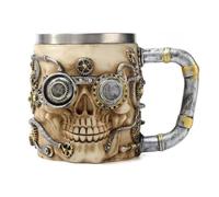Romeeton Skull Beer Cup, Skull Viking Drinking Mug, Skeleton Resin Beer Stein Tankard, Coffee Tea Cup, Halloween Bar Drinkware Gift (C)