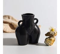 Romehaha Butt Vase - Modern Ceramic Body 14cm, Nude Female Sculpture Flower Vase for Living Room, Coffee Table & Shelf Decor (Black)