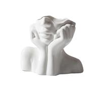 Romehaha Ceramic Face Vase - Cute Half-Body Female Head Planter for Flowers, Modern Farmhouse Decor - Perfect for Desk, Table & Bookshelf, Home Accent