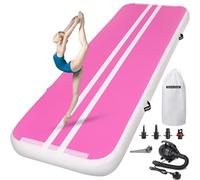 ROMELANDS Air Gymnastics Track Tumbling Mat 4 Thick, 10/13/16 Ft Inflatable Training Mats For Home Use With Pump (BERRYPINK, 10ft×3.3ft×4inch)