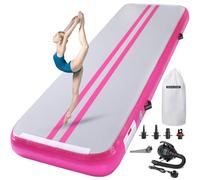 ROMELANDS Air Gymnastics Track Tumbling Mat 4 Thick, 10/13/16 Ft Inflatable Training Mats For Home Use With Pump (PINK, 10ft×3.3ft×4inch)