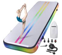 ROMELANDS Air Gymnastics Track Tumbling Mat 4 Thick, 10/13/16 Ft Inflatable Training Mats For Home Use With Pump (RAINBOW, 10ft×3.3ft×4inch)