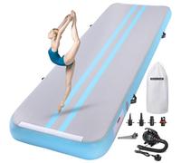 ROMELANDS Air Gymnastics Track Tumbling Mat 4 Thick, 10/13/16 Ft Inflatable Training Mats For Home Use With Pump (MINTGREEN, 16ft×3.3ft×4inch)