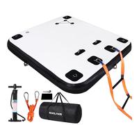 ROMELANDS Inflatable Floating Dock, Swim Platform Floating Island Raft, Large Air Mat Inflatable Water Pad with None-Slip Surface for Lake Pool Beach Ocean (White+Black)