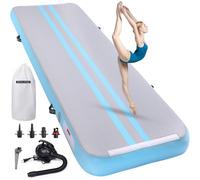 ROMELANDS Inflatable Gym Mat, 4 m Training Mat with Air Pump, 10 cm High Gymnastics Mat for Yoga, Tumbling, Gymnastics, Training