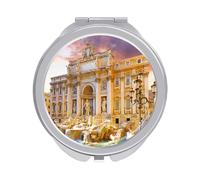 Rome's Fountains Italy Folding Make Up Mirror, Compact 2X/1X Magnification Mirror, Women Portable Travel Makeup Mirror 2.4 x 2.4 inch