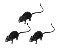 ROMI FLORIA 3Pcs Realistic Rubber Rat with Long Tail, Lifelike Mouse Prop for Halloween Pranks, Party Decorations, Horror Effects (Black)