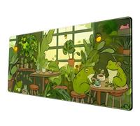 ROMING Green Frog Desk Mat Cute Anime Desk Pad 31.5''X11.8'' Large Gaming Mouse Pad Extended Big Lofi Mousepad XL Frogs in a Cafe Keyboard Mouse Mat Gift for Gamers Office Decor