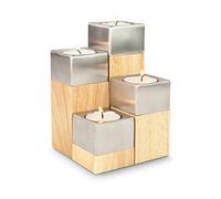ROMINOX Tealight holder, wood, brown, 5 x 5 x 15.2 cm.