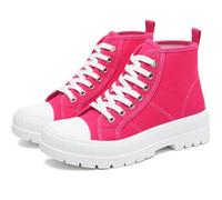 Rominz Women's White Platform Sneakers Fashion High Top Canvas Shoes for Women Black Lace-Up Canvas Sneakers Casual Platform Tennis Shoes, Millennial Pink, 5.5 UK