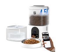 Romiromi Automatic Cat Feeder with Camera and Water Fountain 1080P HD Video 2.4G&5G WiFi Timed Auto Feeder with APP Control,Multiple Cats, Detachable for Easy Clean-White