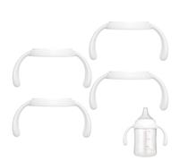 ROMIRUS Bottle Handles Compatible with Pigeon Glass PP Nursing Bottle Wide Neck | White 4 Pack