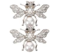 ROMISBABA 1 Pair Bee Shape Rhinestone Crystal Metal Shoe Clips with Easy-to-use Detachable Design in White Zinc Alloy for Boot Decorations and Stylish Shoe Bling Accessories