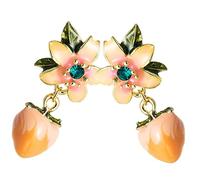 ROMISBABA 1 Pair Cartoon Peach Dangle Earrings for Women Cute Flower Design Drop Earrings for Teen Everyday Wear Special Occasions Color Fashionable Ear Decoration