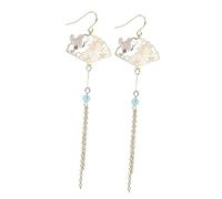 ROMISBABA 1 Pair Elegant Fan Tassel Earrings for Women Long Dangle Ear Accessories Chinese Style Jewelry for Daily Wear and Special Occasions Comfortable and Skin Friendly Design