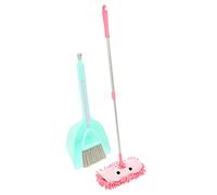 ROMISBABA 1 Set Broom and Mop Set for Housekeeping Cleaning Tools with Dustpan Pretend Play for Boys and Safe and Chenille Material Mint Green and Pink