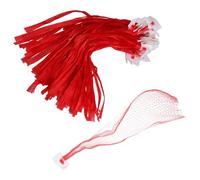 ROMISBABA 100Pcs Reusable Mesh Produce Bags with White Labels Tear-resistant Grocery Mesh Pouches for Vegetables and Fruits Storage Large Capacity Red Net Bags for Potatoes and Onions