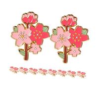 ROMISBABA 10pcs Cherry Blossom Brooch Pins Metal Enamel Flower Design Lapel Pins for Women Clothes Bags Accessories Durable Stylish Clothing Decorations