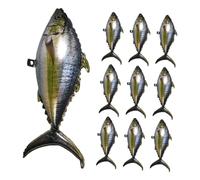 ROMISBABA 10pcs Inflatable Aluminum Foil Tuna Balloons Ocean Themed Realistic Fish Decorations for Birthday and Pool Party Supplies