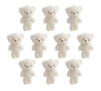 ROMISBABA 10Pcs Mini Plush Bears Soft Stuffed Animal for DIY Keychain Decor Wedding Box Stuffers Cute Small Bear Figurines White Plush Dolls for Crafting