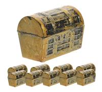 ROMISBABA 10pcs Mini Vintage Pirate Treasure Chests Realistic Miniature Scene Layout Props Lightweight Tabletop Ornaments for Party Decor and Dollhouse Accessories Compact Model Boxes