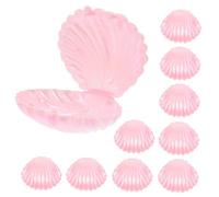 ROMISBABA 10pcs Small Pearlescent Pink Seashell Candy Boxes with Lid, Plastic Candy Holders for Wedding Party Favors and Jewelry Storage Containers