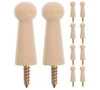 ROMISBABA 10pcs Unfinished Wooden Peg Wall Hooks M4 Screw in Towels | Natural Beech Wood, Smooth Raw Finish, Compact Beige Design, Bathroom or Craft Room Use, Screws Attached