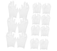 ROMISBABA 12 Pairs White Cotton Gloves for Women Work and Dry Hand Care Breathable Moisturizing Fingerless Gloves for Crafting Instrument Playing and Formal Use