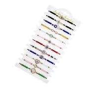 ROMISBABA 12pcs Adjustable Blue Evil Eye Beaded Bracelets Crystal Protection Charm for Women and Durable Material Comfortable Fit for Wrist Ankle Family and Friends