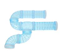 ROMISBABA 12Pcs Blue Hamster Cage Tubes Maze DIY Labyrinth Set with Blocks and Plugs, External Hamster Cage Accessories for Small Pets’ Adventure and Habitat Enrichment