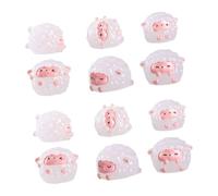 ROMISBABA 12pcs Glow Dark Mini Sheep Figurines Resin Ornaments for Fairy Garden Micro Landscape DIY Crafts Portable Lightweight Romantic Lighting Home Decor