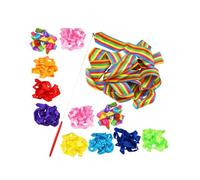 ROMISBABA 12PCS Gymnastics Streamer Ribbons with Fiberglass Rods Non-slip Handles for Rhythmic Dance Ballet Artistic Gymnastics Party Favors Random Colors Random Color