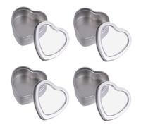 ROMISBABA 12pcs Heart Shaped Tin Box Heart Shaped Box with Window Lid, Tinplate, Silver, Lightweight, Easy to Open and Close, for Candy Favors, Festival and Sundries Storage