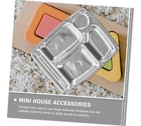 ROMISBABA 12pcs Miniature Food Trays Silver Dollhouse Kitchen Accessories for Pretend Play Micro Kitchen Decoration Tiny House Side Plates