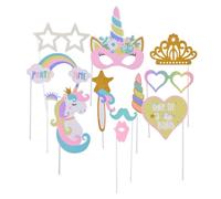 ROMISBABA 12pcs Party Photo Props Set with Colorful Paper Material, Creative and Fun Photo Booth Accessories for Self-portraits and Festival Party Decorations