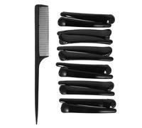 ROMISBABA 13pcs Black Hairdressing Clips and Comb Set for Salon and Barber Shop Use, Sturdy Plastic Duckbill Hair Partition Clips with No Hair Kinks, Lightweight and Unique Design for Perm