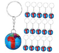 ROMISBABA 16pcs Earth Globe Keychain Planet Keyring Hanging Ornaments for School Lightweight Key Holders Unique for Students and Teachers
