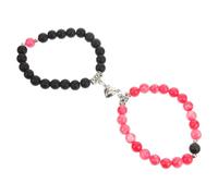 ROMISBABA 1Pair Couple Matching Bracelets Simple Heart Design Beads Relationship Distance Bracelets for Him and Her for Soulmates and Loved Ones