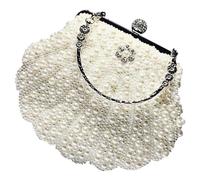 ROMISBABA 1Pc Retro Pearl Handbag for Women Stylish Single Shoulder Bag for Casual Outings and Dating Durable Beaded Design for Storing Daily Essentials Shell