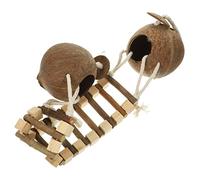 ROMISBABA 1set Hanging Bird Nest Hut with Ladder for Cockatiels and Parrots Comfortable Breeding Bed Coconut Shell Design for Birds for Garden and Cage Setup