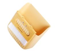 ROMISBABA 1set Mini Dustpan and Broom Desktop Cleaning Compact Soft Brush for Dust Removal for Home Office and Kitchen Use Lightweight and Space-Saving Design Yellow